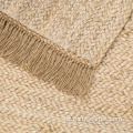 Alfombras de alfombras de yute boho grandes con borlas